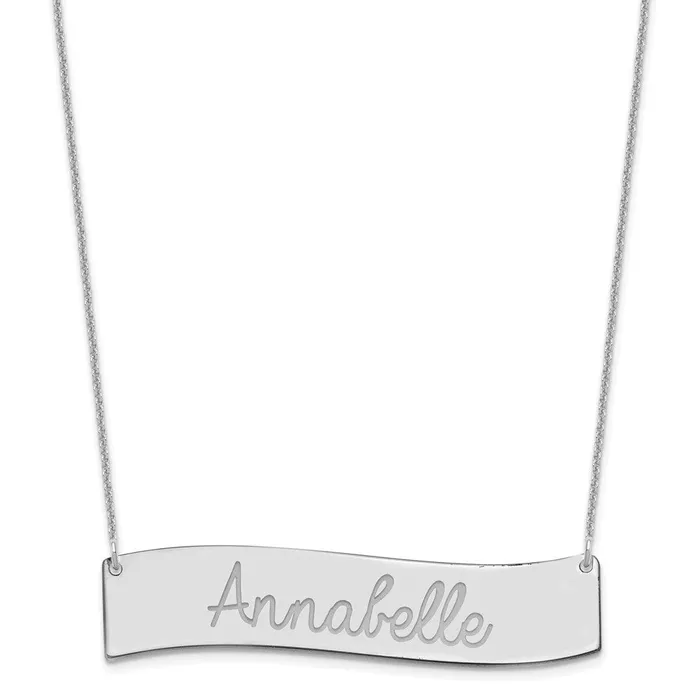 Necklaces WB Choice Jewelry 14K White Gold Large Polished Curved Bar NecklaceWBCXNA1253W Necklaces WB Choice Jewelry 14K White Gold Large Polished Curved Bar NecklaceWBCXNA1253W
