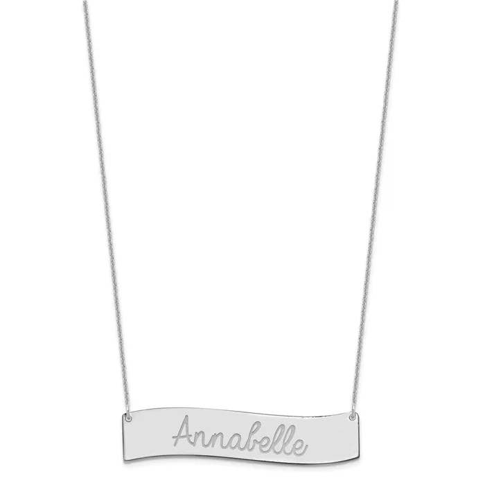 Necklaces WB Choice Jewelry 14K White Gold Large Polished Curved Bar NecklaceWBCXNA1253W Necklaces WB Choice Jewelry 14K White Gold Large Polished Curved Bar NecklaceWBCXNA1253W