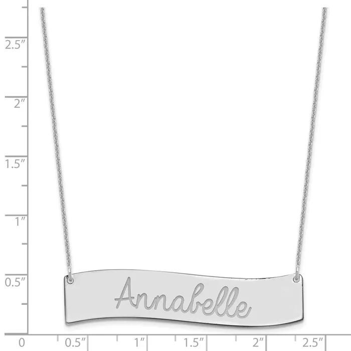 Necklaces WB Choice Jewelry 14K White Gold Large Polished Curved Bar NecklaceWBCXNA1253W Necklaces WB Choice Jewelry 14K White Gold Large Polished Curved Bar NecklaceWBCXNA1253W