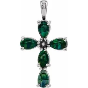 Platinum Cabochon Created Mosaic Opal Cross PendantR42378615PSTWBC WB Choice Jewelry Necklaces Platinum Cabochon Created Mosaic Opal Cross PendantR42378615PSTWBC WB Choice Jewelry Necklaces