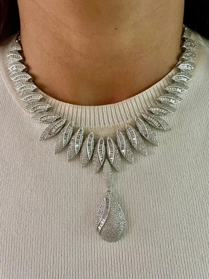 PRERTO ECOMMERCE PRIVATE LIMITED Necklaces Ice Tear Ovalet Diamond Necklace Set PRERTO ECOMMERCE PRIVATE LIMITED Necklaces Ice Tear Ovalet Diamond Necklace Set