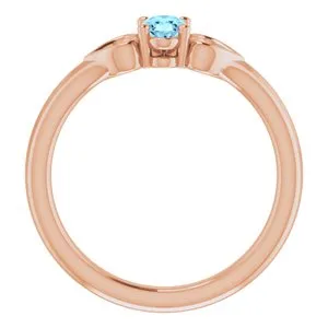 Rings WB Choice Jewelry 14K Rose 5x3 mm Oval Aquamarine Youth Heart Ring71987634PSTWBC
