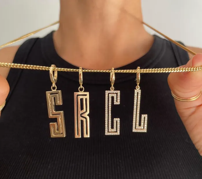 Shylee Rose Jewelry Charm Necklaces Diamond Outline Initial Charm