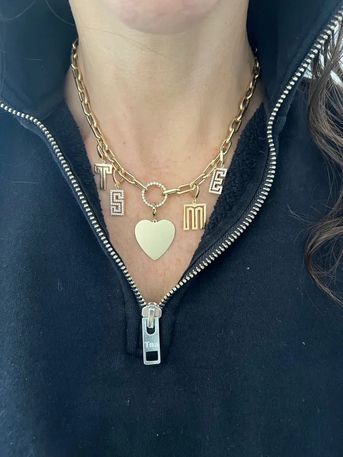 Shylee Rose Jewelry Charm Necklaces Mini Diamond Outline Initial Charm
