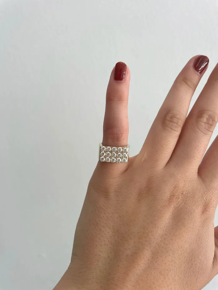 Shylee Rose Jewelry Rings 3 Row Diamond Rectangle Ring