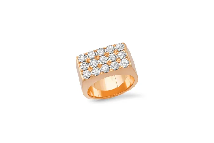Shylee Rose Jewelry Rings 3 Row Diamond Rectangle Ring