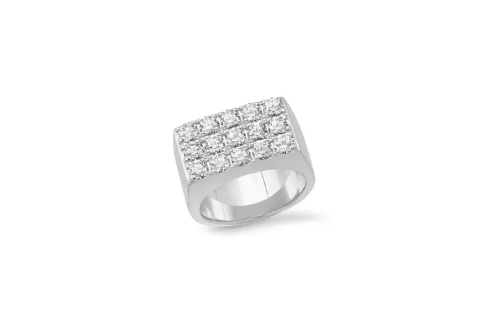 Shylee Rose Jewelry Rings 3 Row Diamond Rectangle Ring