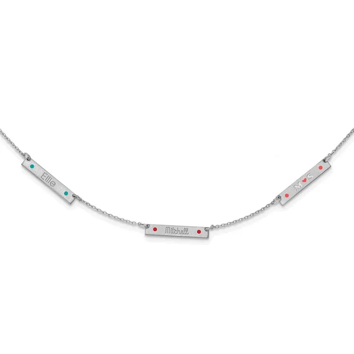 Sterling SilverRhodiumplated Brushed 3 Station with Epoxy NecklaceWBCXNA11783SS WB Choice Jewelry Necklaces Sterling SilverRhodiumplated Brushed 3 Station with Epoxy NecklaceWBCXNA11783SS WB Choice Jewelry Necklaces
