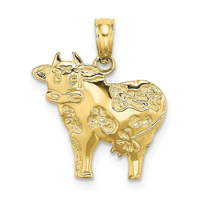 WB Choice Jewelry Charm Necklaces 10K 2D Polished Playful Cow CharmWBC10K6454