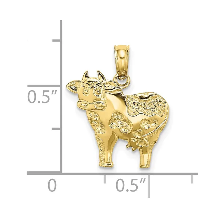 WB Choice Jewelry Charm Necklaces 10K 2D Polished Playful Cow CharmWBC10K6454