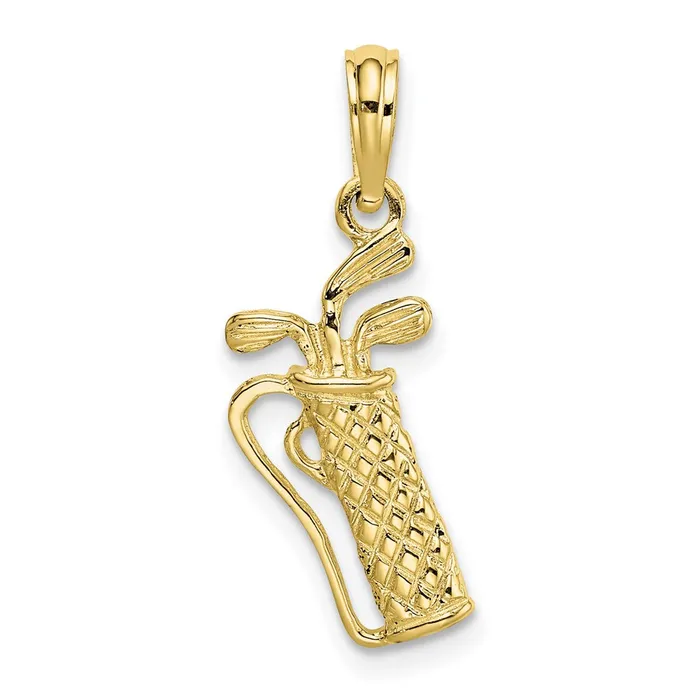 WB Choice Jewelry Charm Necklaces 10k Golf Bag w Clubs CharmWBC10K3549