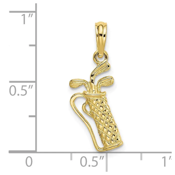 WB Choice Jewelry Charm Necklaces 10k Golf Bag w Clubs CharmWBC10K3549
