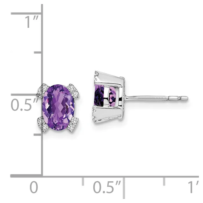 WB Choice Jewelry Earrings 14k White Gold Oval Amethyst and Diamond EarringsWBCEM7104AM006WA WB Choice Jewelry Earrings 14k White Gold Oval Amethyst and Diamond EarringsWBCEM7104AM006WA