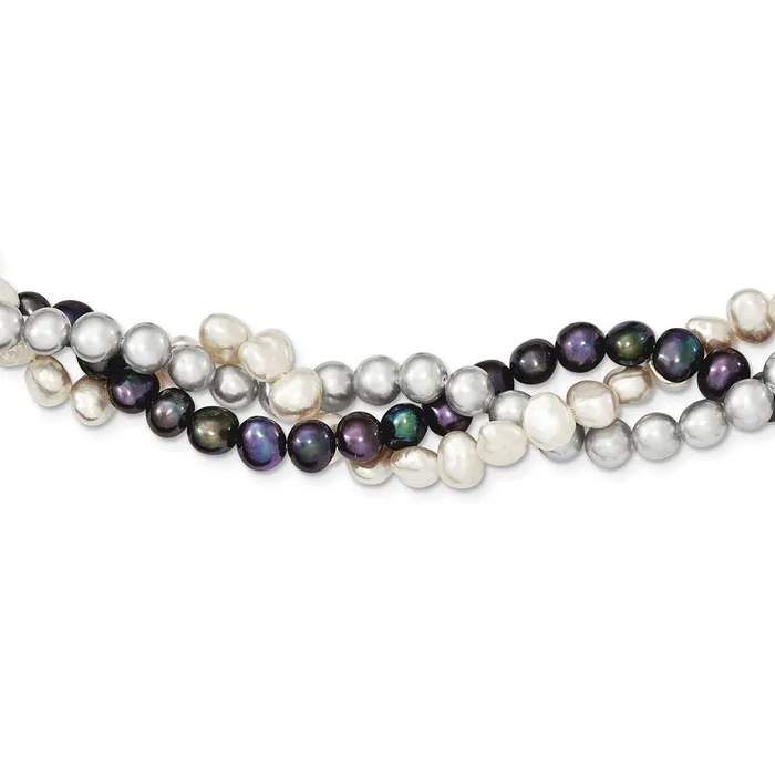 WB Choice Jewelry Necklaces Sterling Silver RH 67mm WhiteBlackSilver FWC Pearl w2in ext NecklaceWBCQH479817 WB Choice Jewelry Necklaces Sterling Silver RH 67mm WhiteBlackSilver FWC Pearl w2in ext NecklaceWBCQH479817