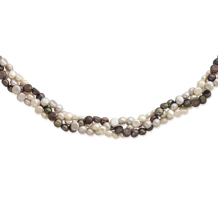 WB Choice Jewelry Necklaces Sterling Silver RH 67mm WhiteBlackSilver FWC Pearl w2in ext NecklaceWBCQH479817 WB Choice Jewelry Necklaces Sterling Silver RH 67mm WhiteBlackSilver FWC Pearl w2in ext NecklaceWBCQH479817