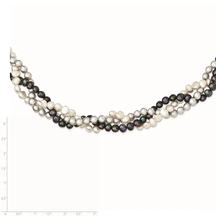 WB Choice Jewelry Necklaces Sterling Silver RH 67mm WhiteBlackSilver FWC Pearl w2in ext NecklaceWBCQH479817 WB Choice Jewelry Necklaces Sterling Silver RH 67mm WhiteBlackSilver FWC Pearl w2in ext NecklaceWBCQH479817