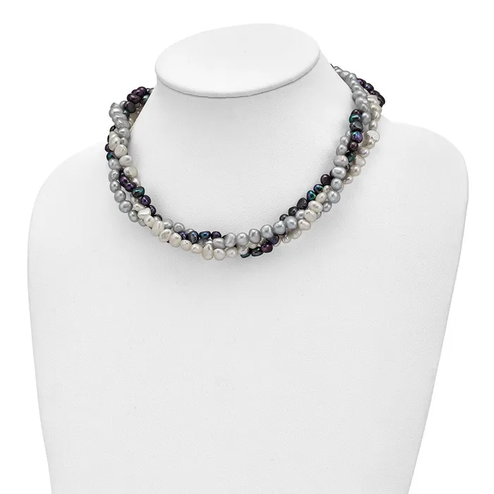 WB Choice Jewelry Necklaces Sterling Silver RH 67mm WhiteBlackSilver FWC Pearl w2in ext NecklaceWBCQH479817 WB Choice Jewelry Necklaces Sterling Silver RH 67mm WhiteBlackSilver FWC Pearl w2in ext NecklaceWBCQH479817