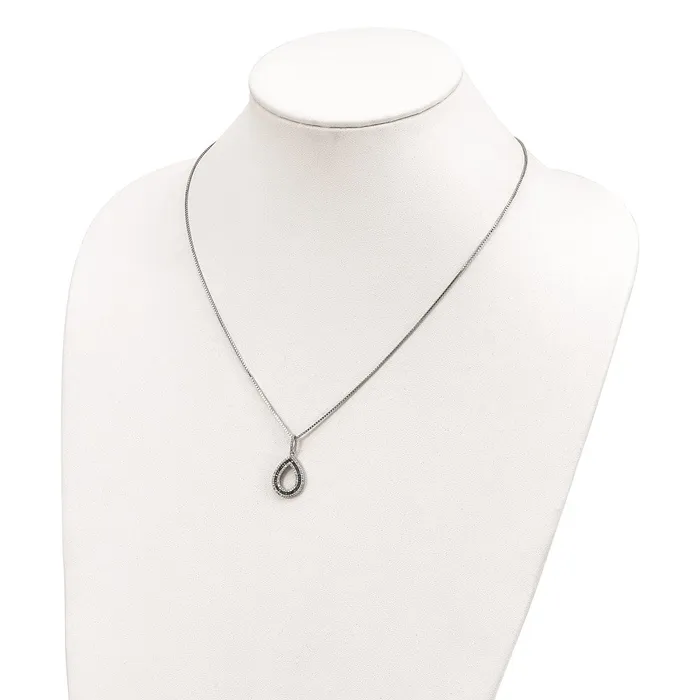 WB Choice Jewelry Necklaces Sterling Silver Rhod Plated Blue and White Diamond Teardrop Pendant NecklacWBCQP3679 WB Choice Jewelry Necklaces Sterling Silver Rhod Plated Blue and White Diamond Teardrop Pendant NecklacWBCQP3679
