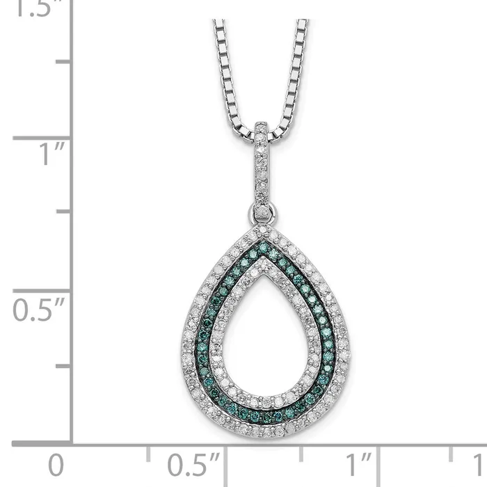 WB Choice Jewelry Necklaces Sterling Silver Rhod Plated Blue and White Diamond Teardrop Pendant NecklacWBCQP3679 WB Choice Jewelry Necklaces Sterling Silver Rhod Plated Blue and White Diamond Teardrop Pendant NecklacWBCQP3679