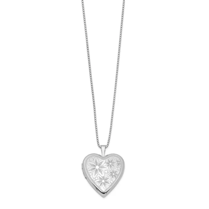 WB Choice Jewelry Necklaces Sterling Silver Rhodiumplated 20mm with Daisies Heart Locket NecklaceWBCQLS24218 WB Choice Jewelry Necklaces Sterling Silver Rhodiumplated 20mm with Daisies Heart Locket NecklaceWBCQLS24218