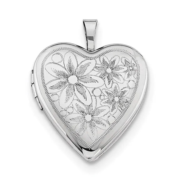 WB Choice Jewelry Necklaces Sterling Silver Rhodiumplated 20mm with Daisies Heart Locket NecklaceWBCQLS24218 WB Choice Jewelry Necklaces Sterling Silver Rhodiumplated 20mm with Daisies Heart Locket NecklaceWBCQLS24218