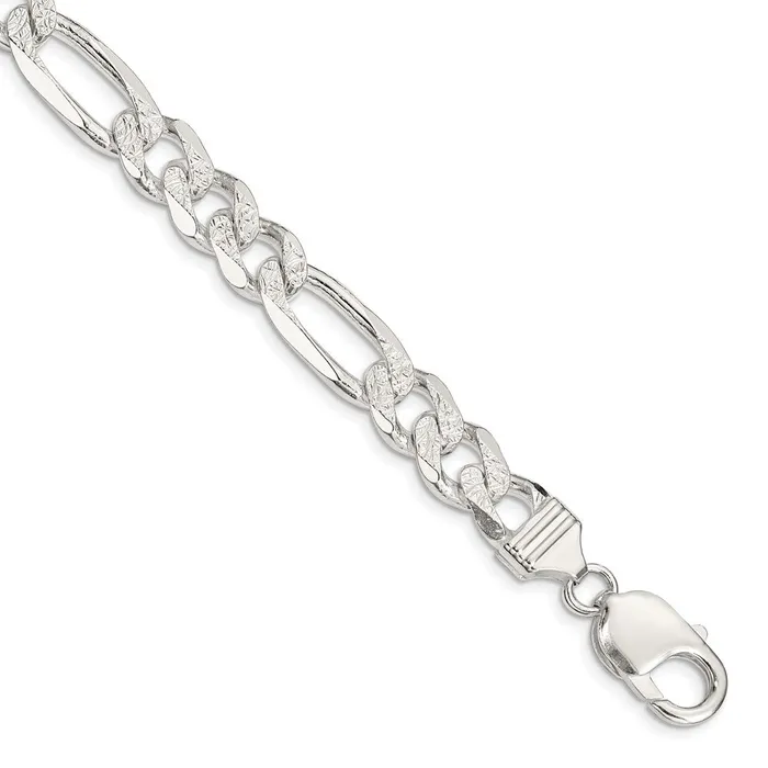 WB Choice Jewelry Sterling Silver 105mm Pav Flat Figaro ChainWBCQFF3008 Necklaces WB Choice Jewelry Sterling Silver 105mm Pav Flat Figaro ChainWBCQFF3008 Necklaces