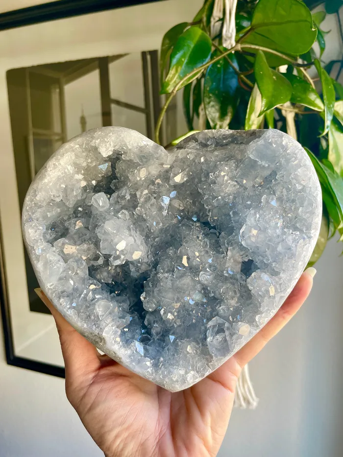 XL Heart Celestite Geode Sugar Studio Crystals Necklaces
