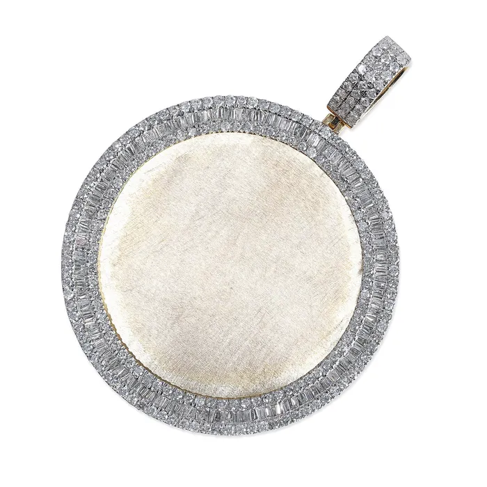 10K Gold Round and Baguette Diamond Memorial Pendant Houstons Jeweler Necklaces 10K Gold Round and Baguette Diamond Memorial Pendant Houstons Jeweler Necklaces