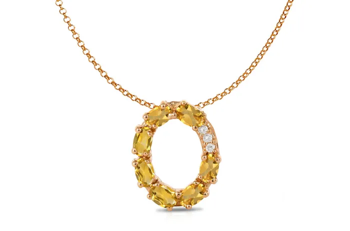 Albert Hern Pendant Letter O Initial 18kt Gold Necklaces