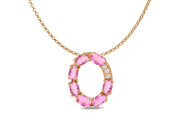 Albert Hern Pendant Letter O Initial 18kt Gold Necklaces