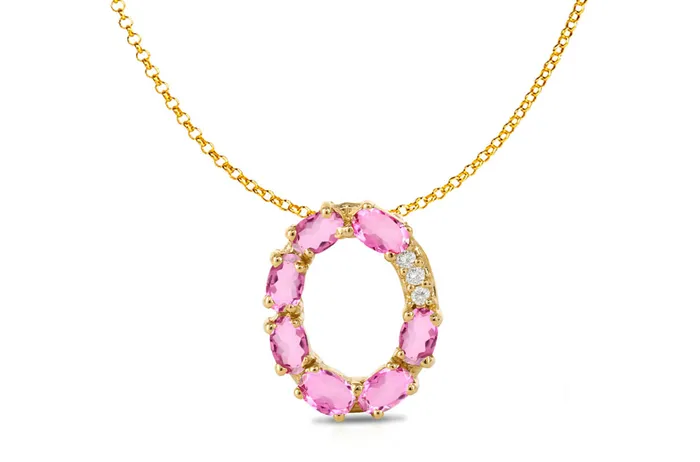 Albert Hern Pendant Letter O Initial 18kt Gold Necklaces