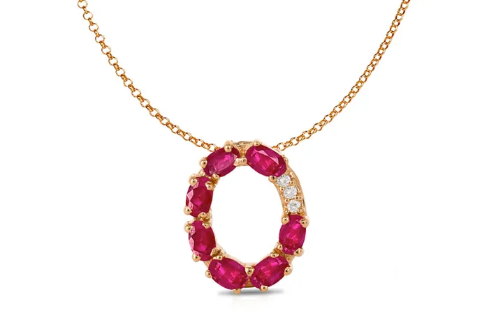 Albert Hern Pendant Letter O Initial 18kt Gold Necklaces