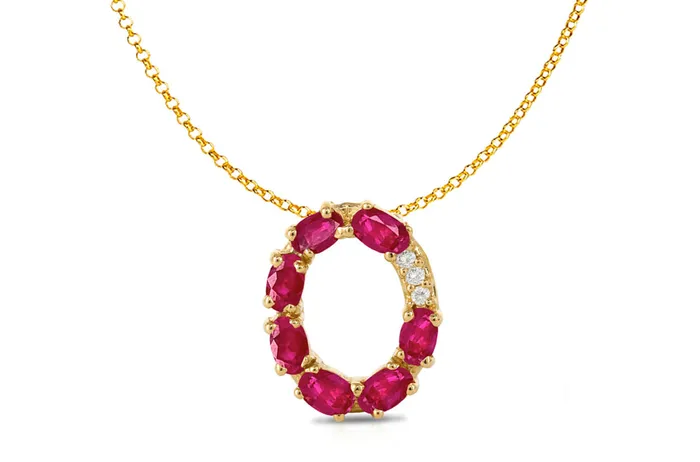 Albert Hern Pendant Letter O Initial 18kt Gold Necklaces