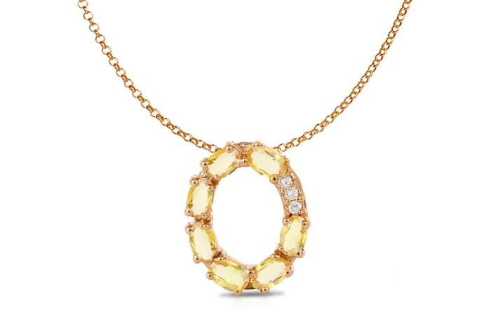 Albert Hern Pendant Letter O Initial 18kt Gold Necklaces