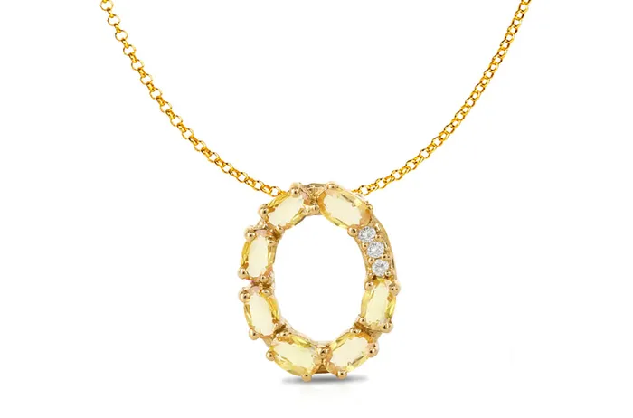 Albert Hern Pendant Letter O Initial 18kt Gold Necklaces
