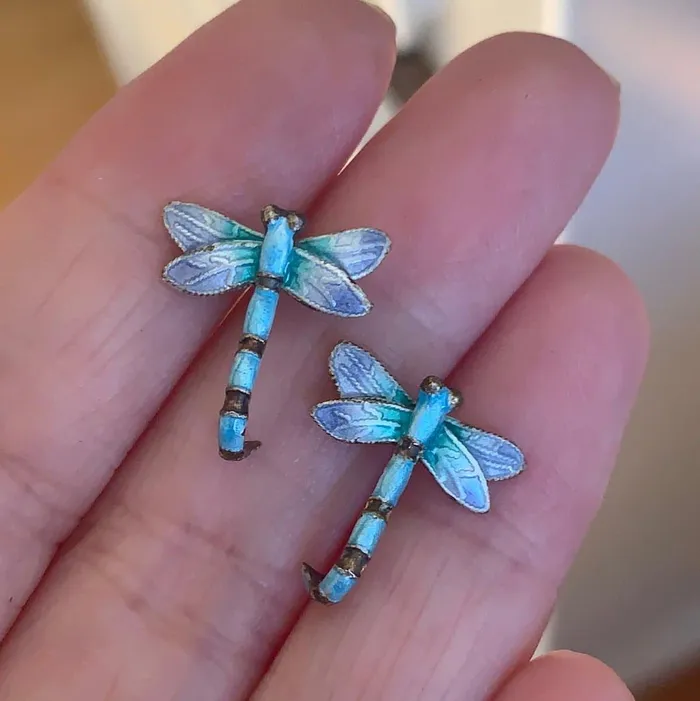 Love Vintage Paris Earrings Enamel Dragonfly Earrings Sterling Silver Vintage Love Vintage Paris Earrings Enamel Dragonfly Earrings Sterling Silver Vintage