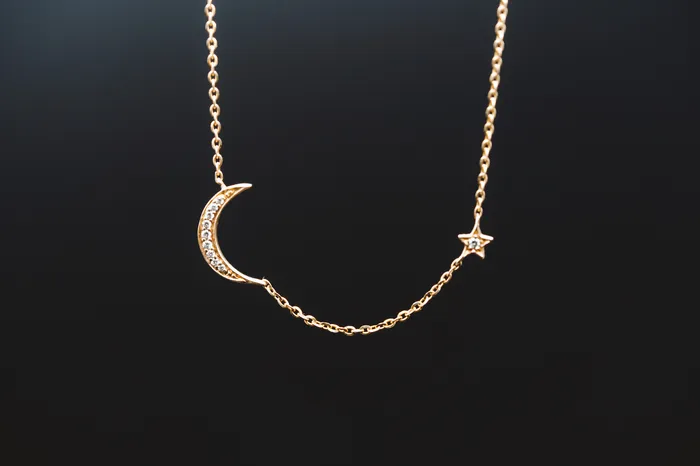 Necklaces 14k Yellow Gold Moon and Star Necklace Wilkerson