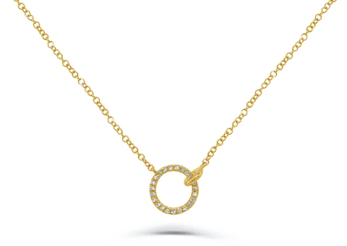 Necklaces Albert Hern Necklace 14kt Yellow Gold open circle witd diamonds