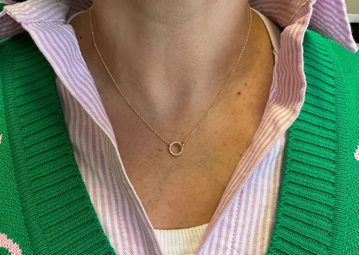 Necklaces Albert Hern Necklace 14kt Yellow Gold open circle witd diamonds