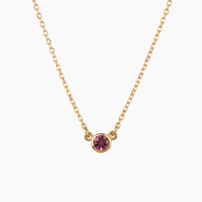 Necklaces misha hawaii Pink Tourmaline Solitaire Birthstone Necklace