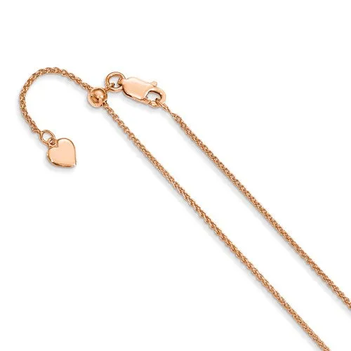 Quality Gold Necklaces 22 Sterling Silver 13mm Rose Gold Plated Wheat Chain