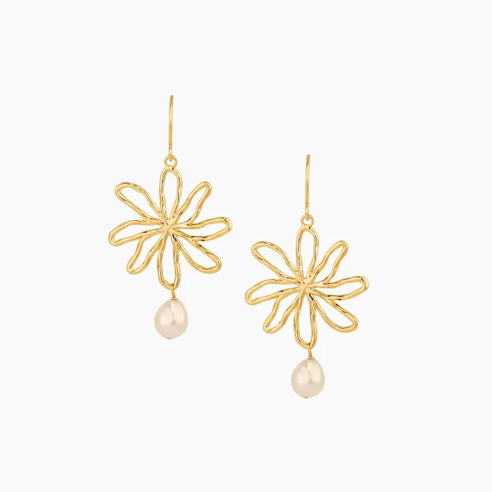 Tiare White Pearl Earrings misha hawaii Earrings