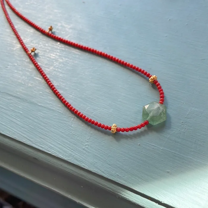 Vintage Paris Jewelry Necklaces Italian Coral Beaded Necklace Chalcedony Stars Gold Filled Handmade Vintage Paris Jewelry Necklaces Italian Coral Beaded Necklace Chalcedony Stars Gold Filled Handmade