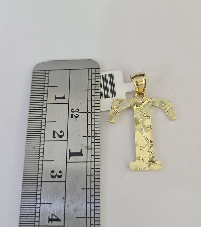 10k Gold Initial T Charm Rope Chain 1626 25mm SET Necklace Alphabet Pendant Gold and Diamond Necklaces