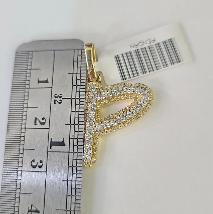 10k Miami Cuban Chain P Diamond Charm Set 4mm 1826Yellow Gold Necklace Pendant Globalwatches10 Necklaces