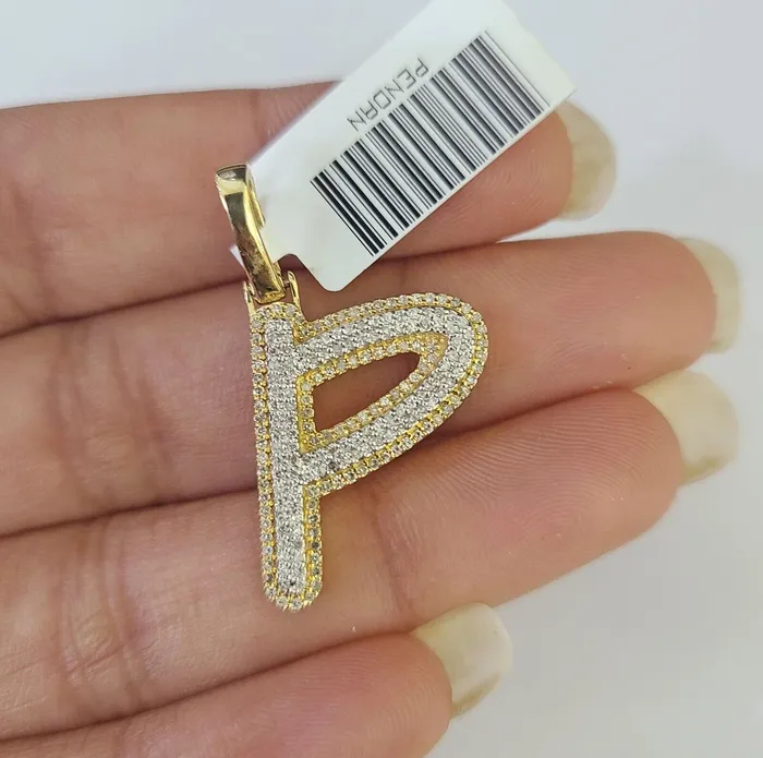 10k Miami Cuban Chain P Diamond Charm Set 4mm 1826Yellow Gold Necklace Pendant Globalwatches10 Necklaces
