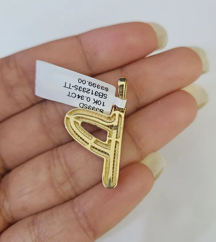 10k Miami Cuban Chain P Diamond Charm Set 4mm 1826Yellow Gold Necklace Pendant Globalwatches10 Necklaces