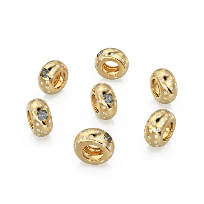 14k Gold Roundel Alexandrite Spacer Charm Dotted Diamond Alexandrite Square Charm Holder Eternity Round Alexandrite Band Connector June Jalvi Co Charm Necklaces