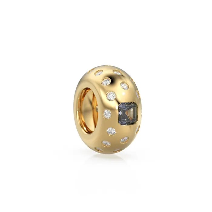 14k Gold Roundel Alexandrite Spacer Charm Dotted Diamond Alexandrite Square Charm Holder Eternity Round Alexandrite Band Connector June Jalvi Co Charm Necklaces