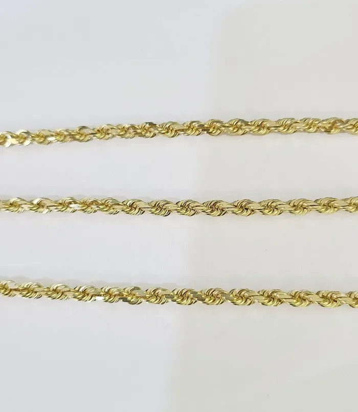 14k Real Solid Rope Chain Yellow Gold 4mm 1826 Inch Men Women Genuine Globalwatches10 Necklaces